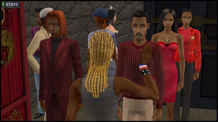Hugh Thanasia is surprised to see Ophelia Nigmos, while Bella Goth & Danielle Greaves are quiet